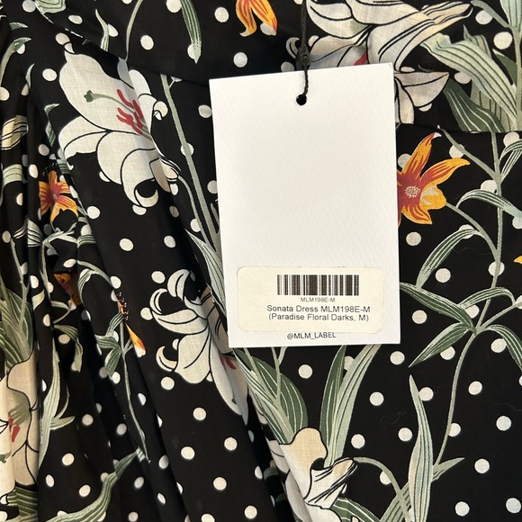 🌺 NWT MLM LABEL One Shoulder Dress Midi Sonata Black Floral Asteria Collection - Picture 8 of 9